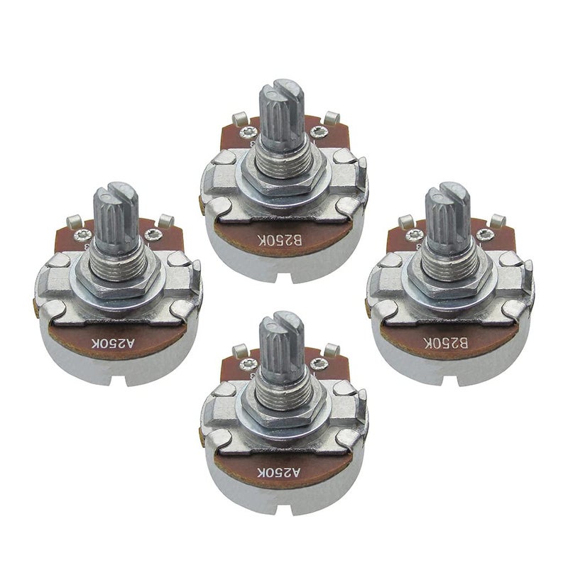 FLEOR 4pcs Full Size 15mm Shaft Guitar Volume Pot A250K Audio Taper Potentiometer with Bayonet - Image 1